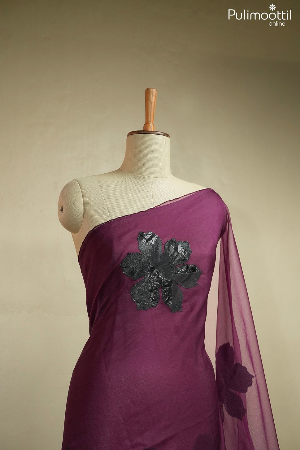 Purple color organza fancy saree