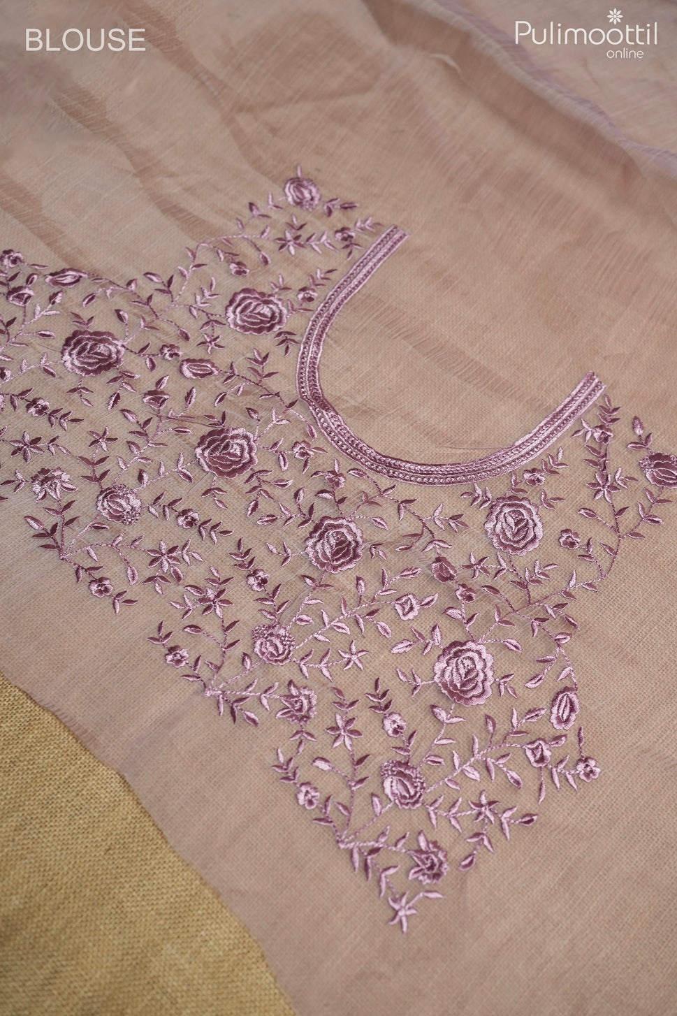 Light onion pink color crushed organza fancy saree