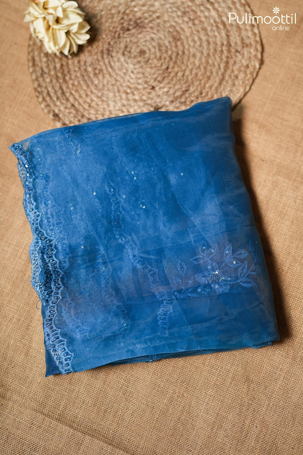 Kerosene blue color organza fancy saree