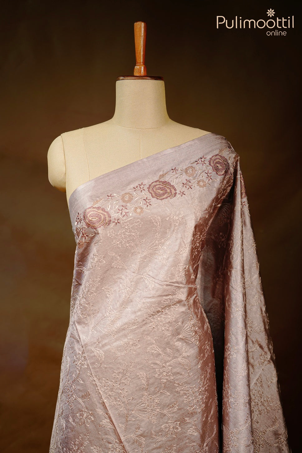 Light chikku color Tussar silk saree