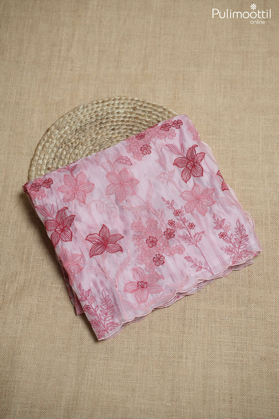 Onion pink color organza fancy saree