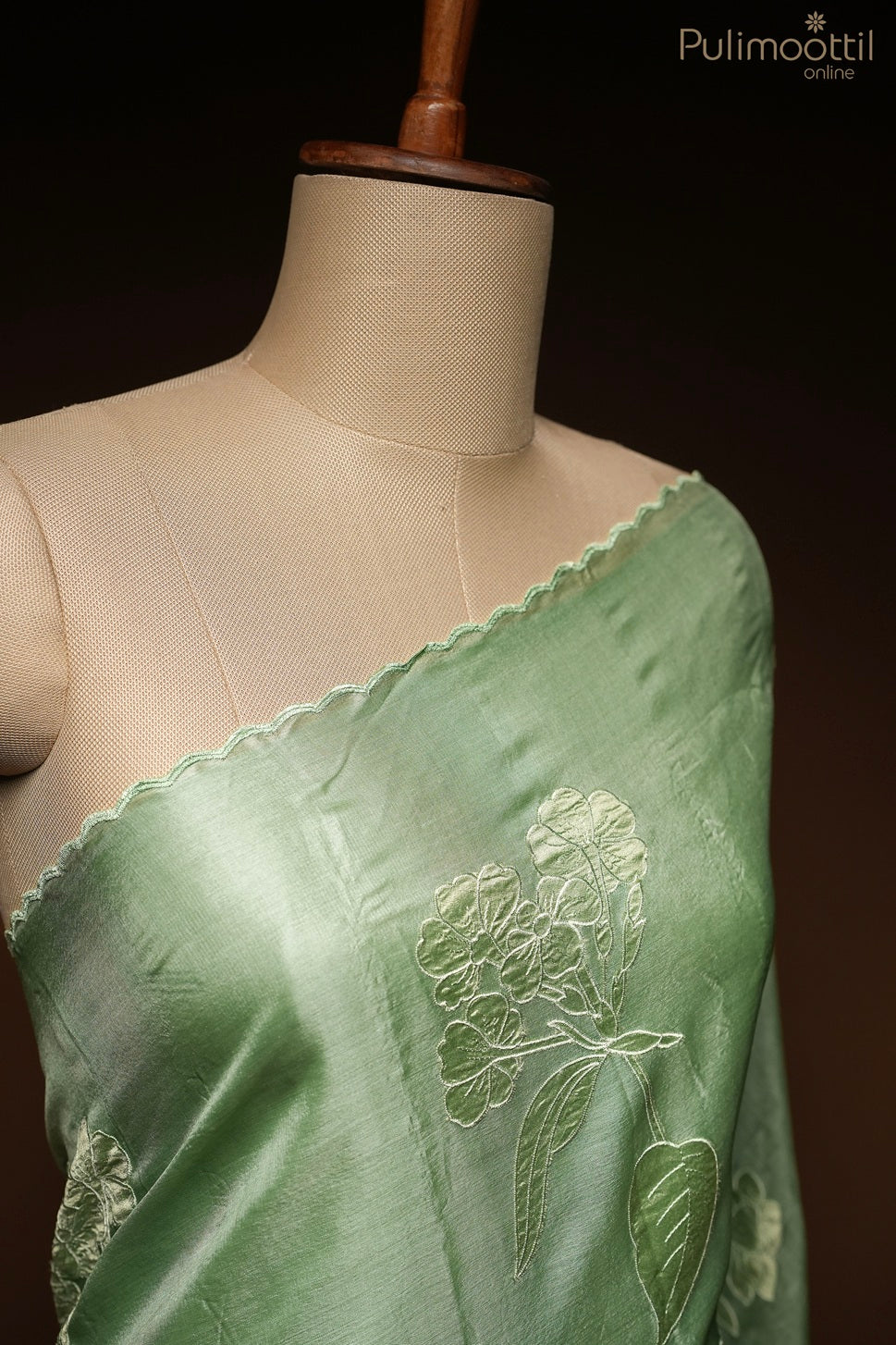 Pista green color Tussar silk saree