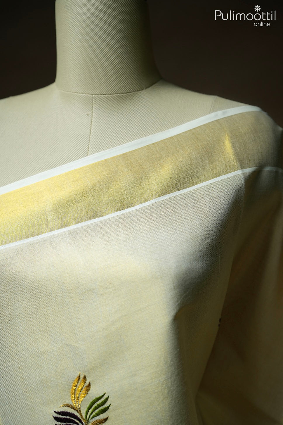 Kerala traditional golden tissue set saree