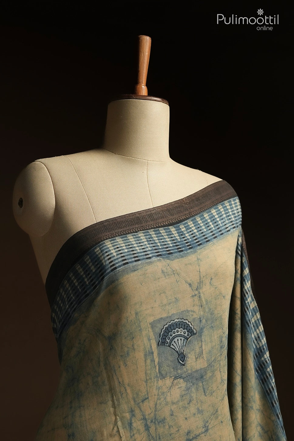 Sandal colour Chanderi saree