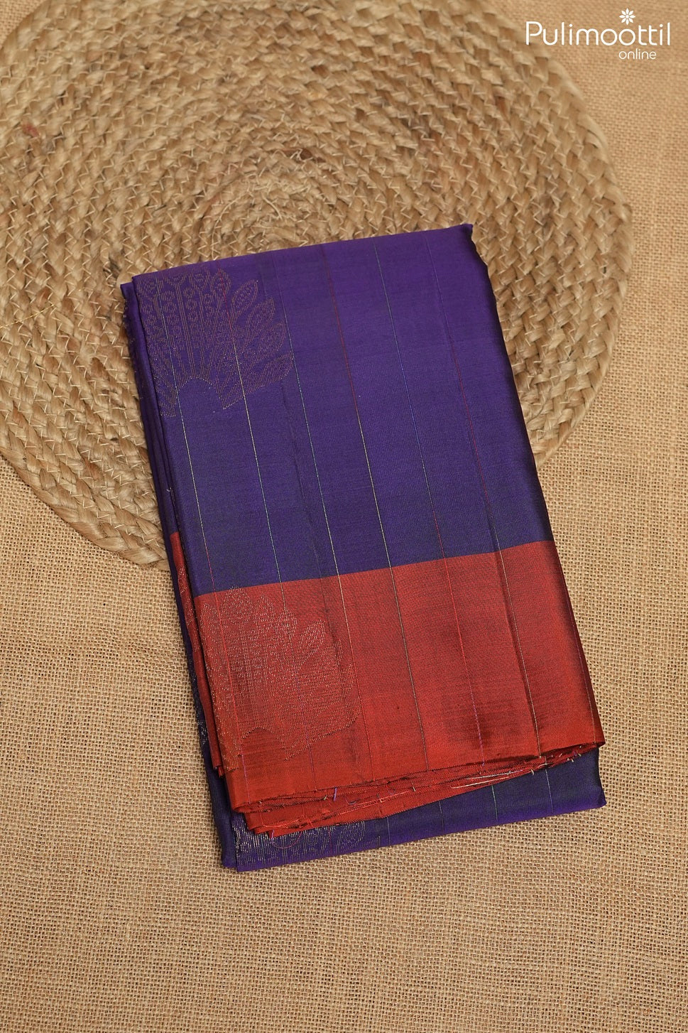 Dark violet color Kanchipuram designer saree