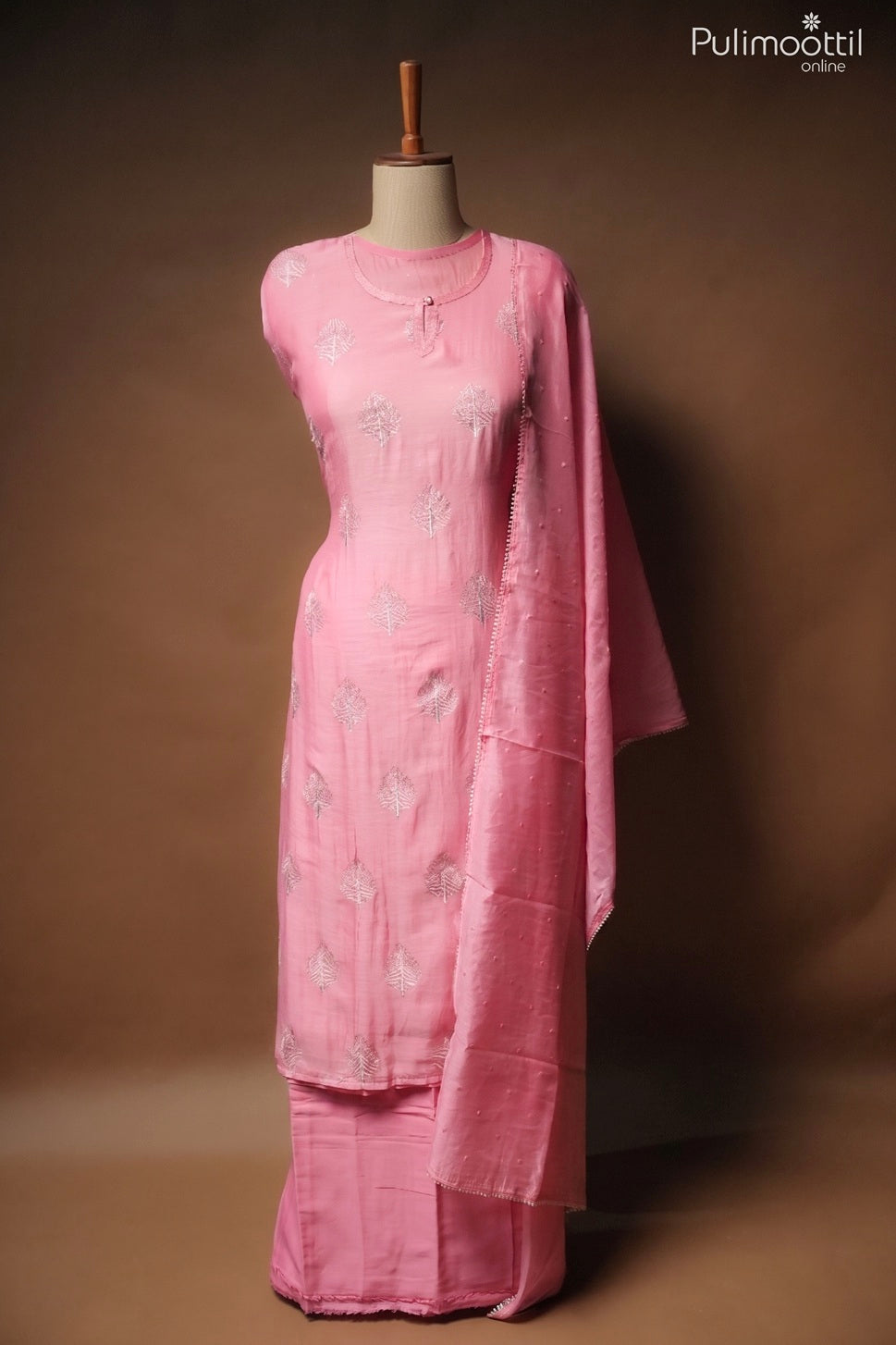 Baby Pink Chanderi Ready To Wear Salwar Set