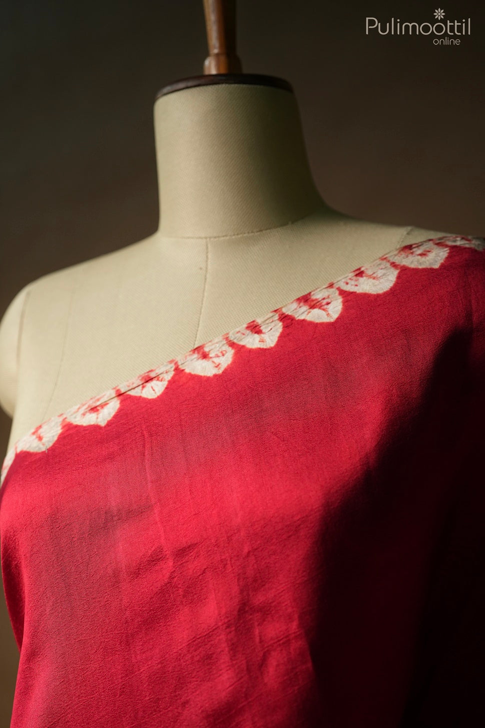 Red color Kora Chiniya silk saree