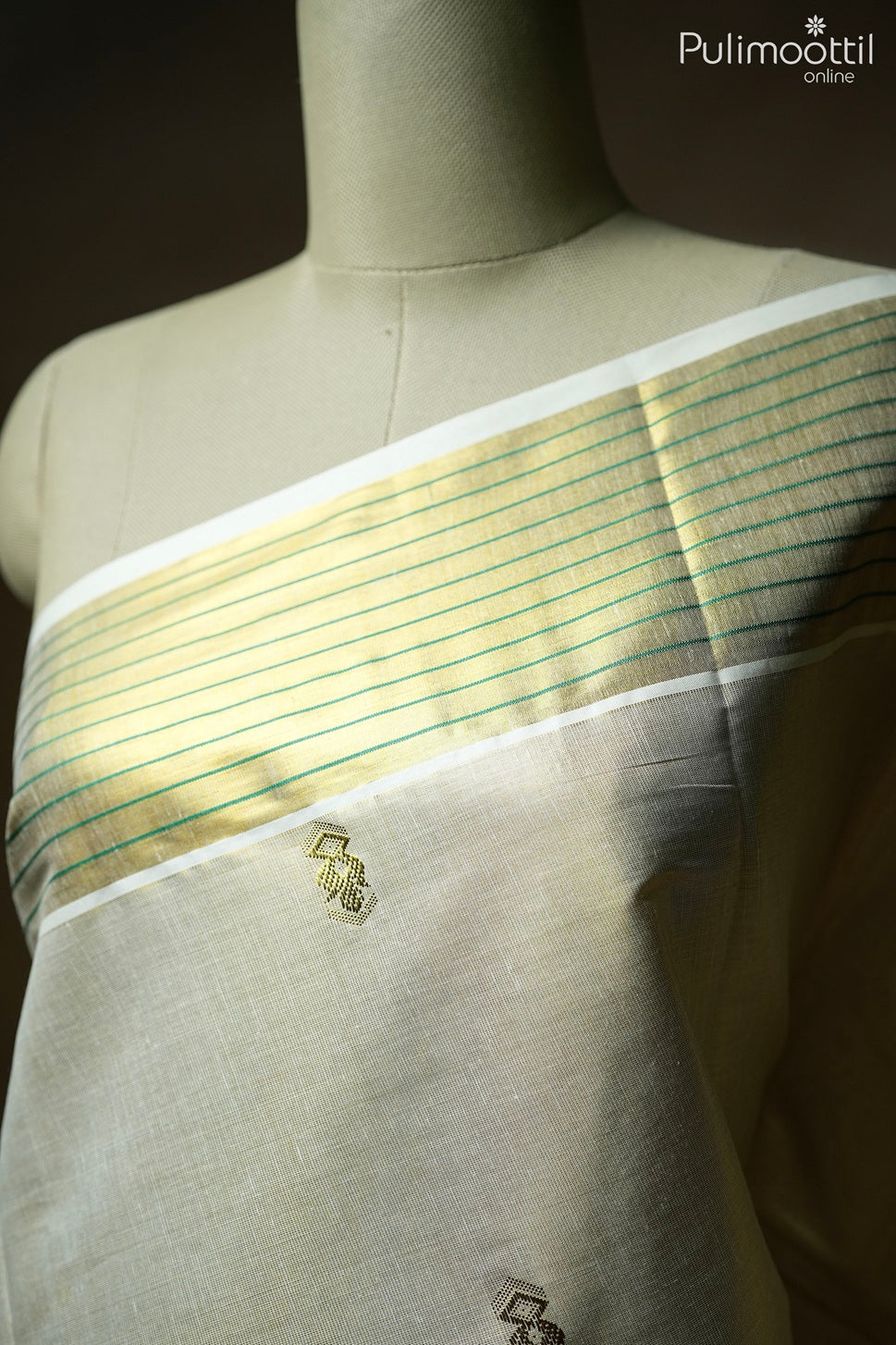 Kerala traditional golden tissue set saree