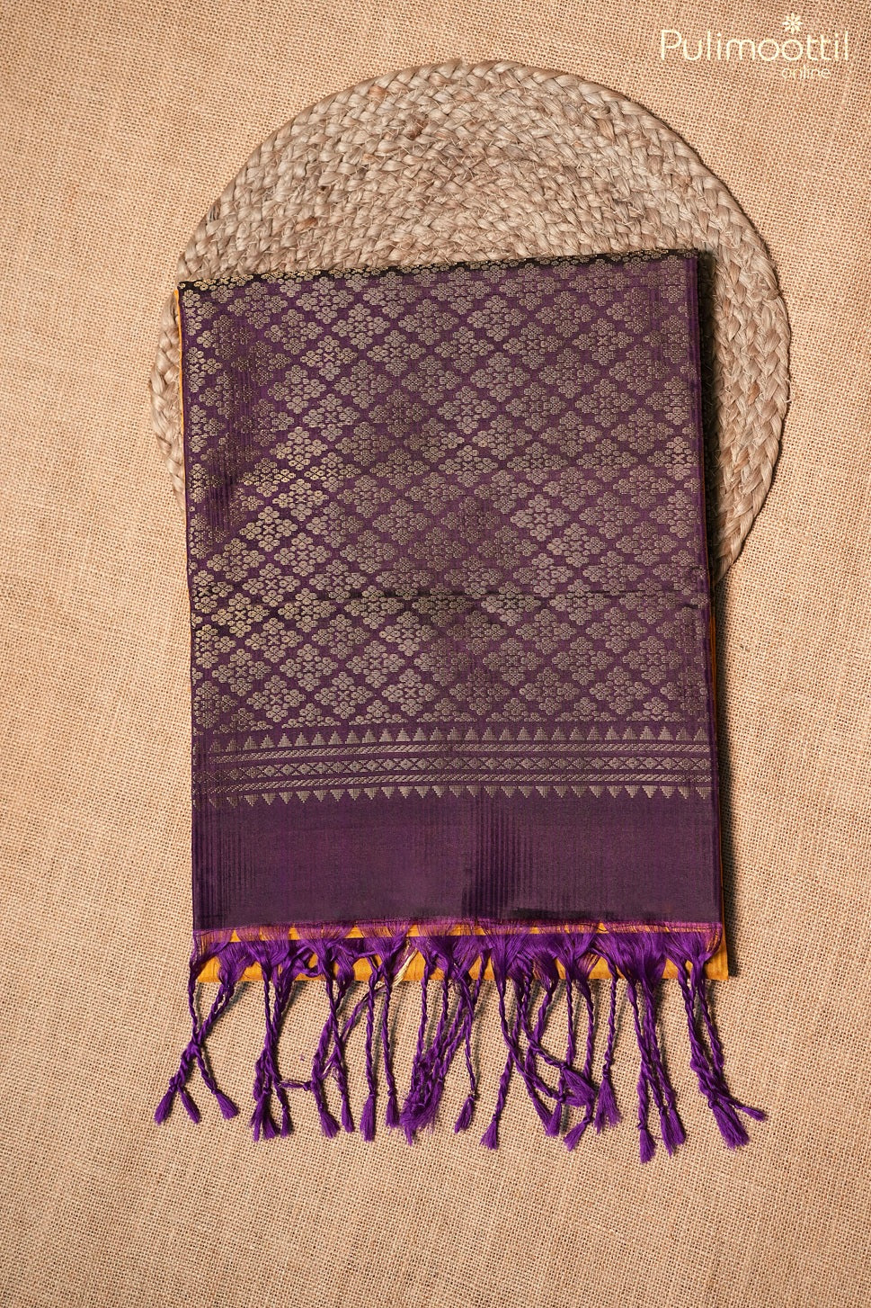 Mustard yellow color Kanchipuram soft silk saree
