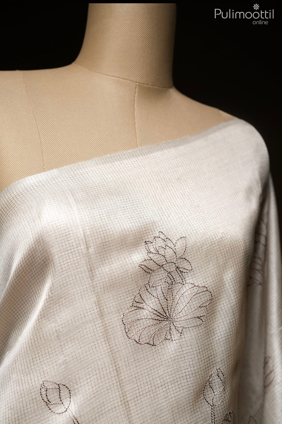 Ivory color Tussar silk saree