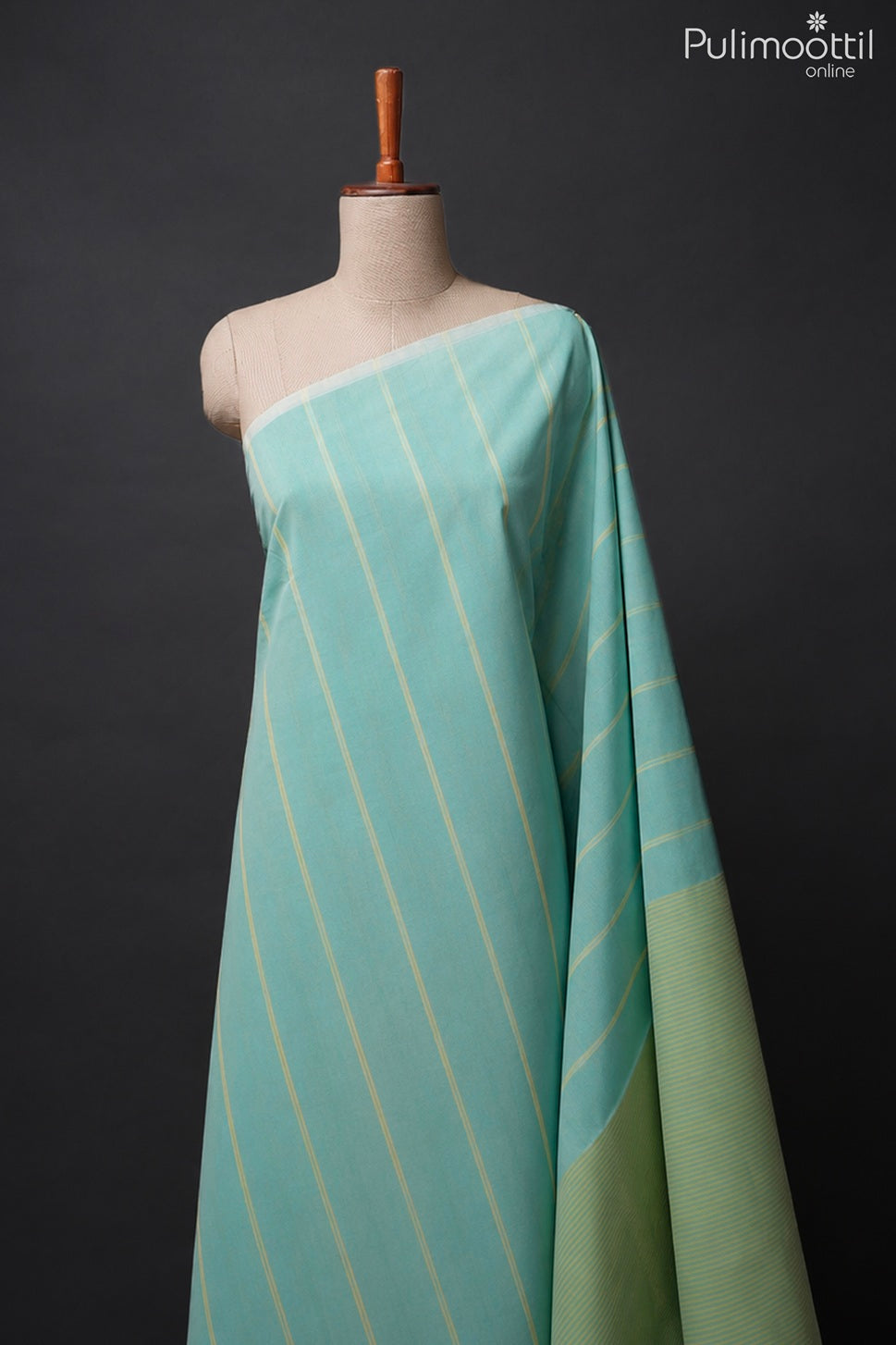 Mint green color handloom cotton saree