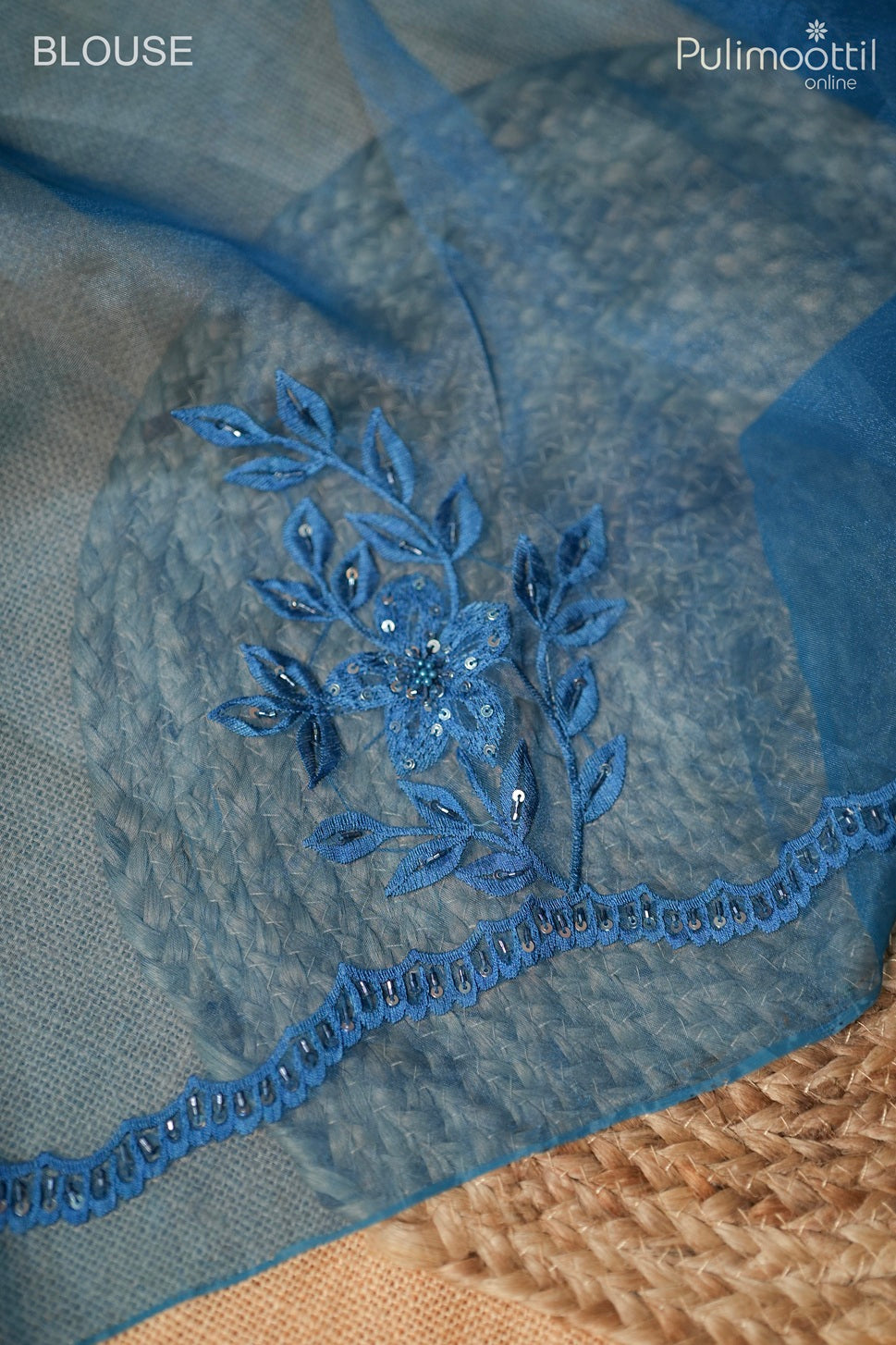 Kerosene blue color organza fancy saree