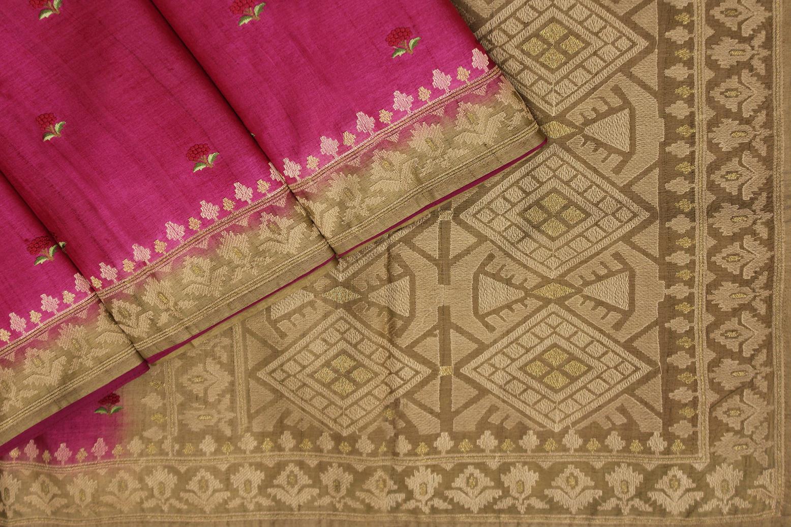 Pink - Red mix Colour, Jute Silk Saree