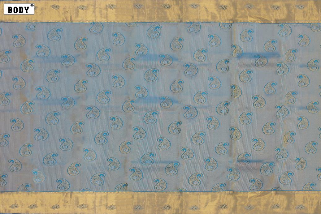 Sky Blue Double shade Colour, Bridal Designer Silk Saree.