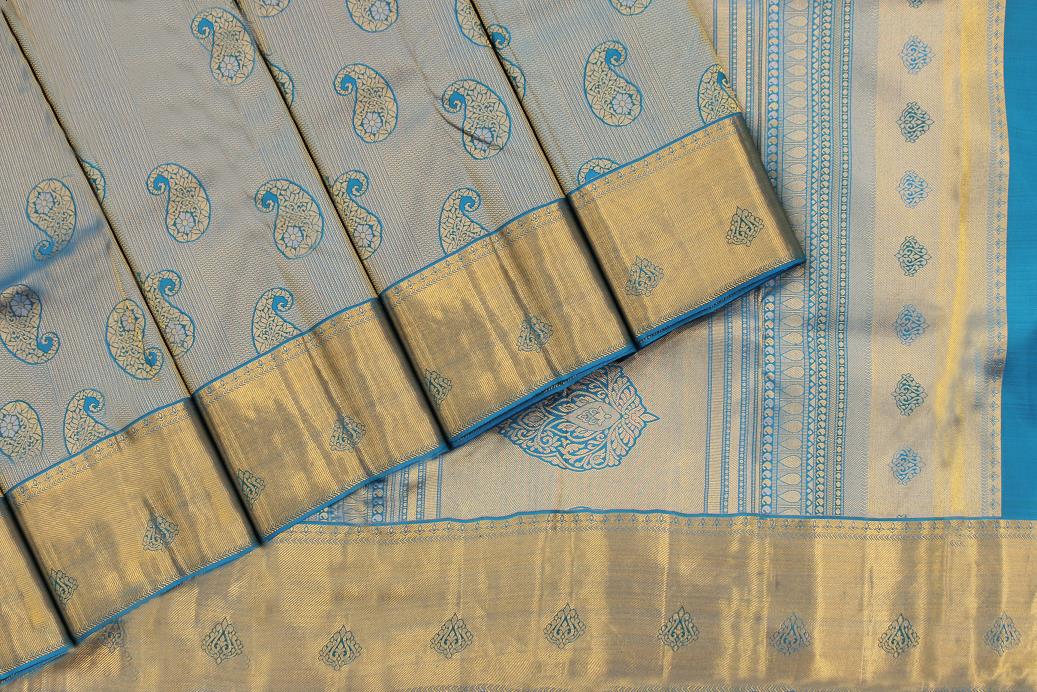 Sky Blue Double shade Colour, Bridal Designer Silk Saree.