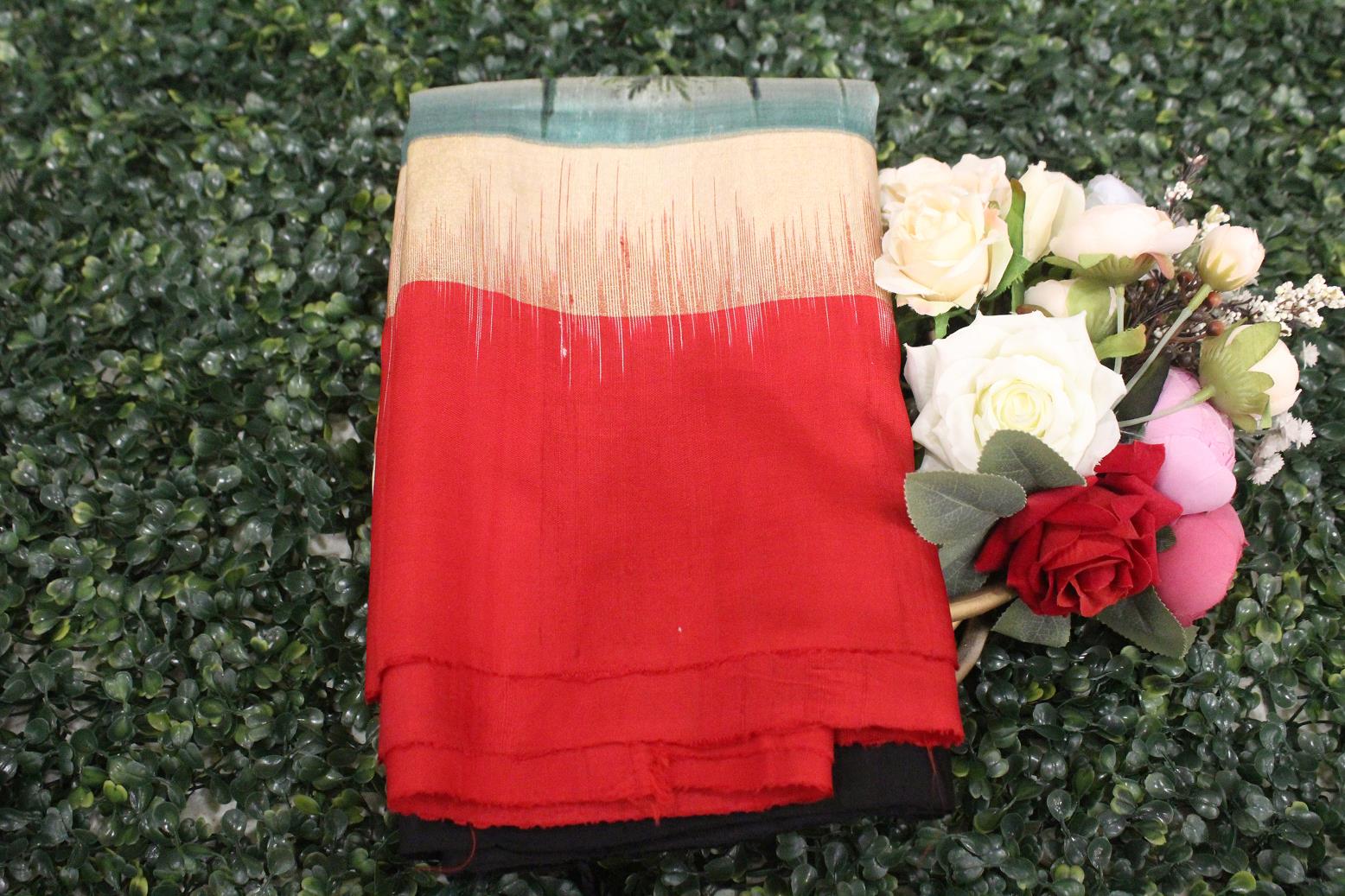 Screen print, Butter silk in Jute weaving Jute Silk Saree
