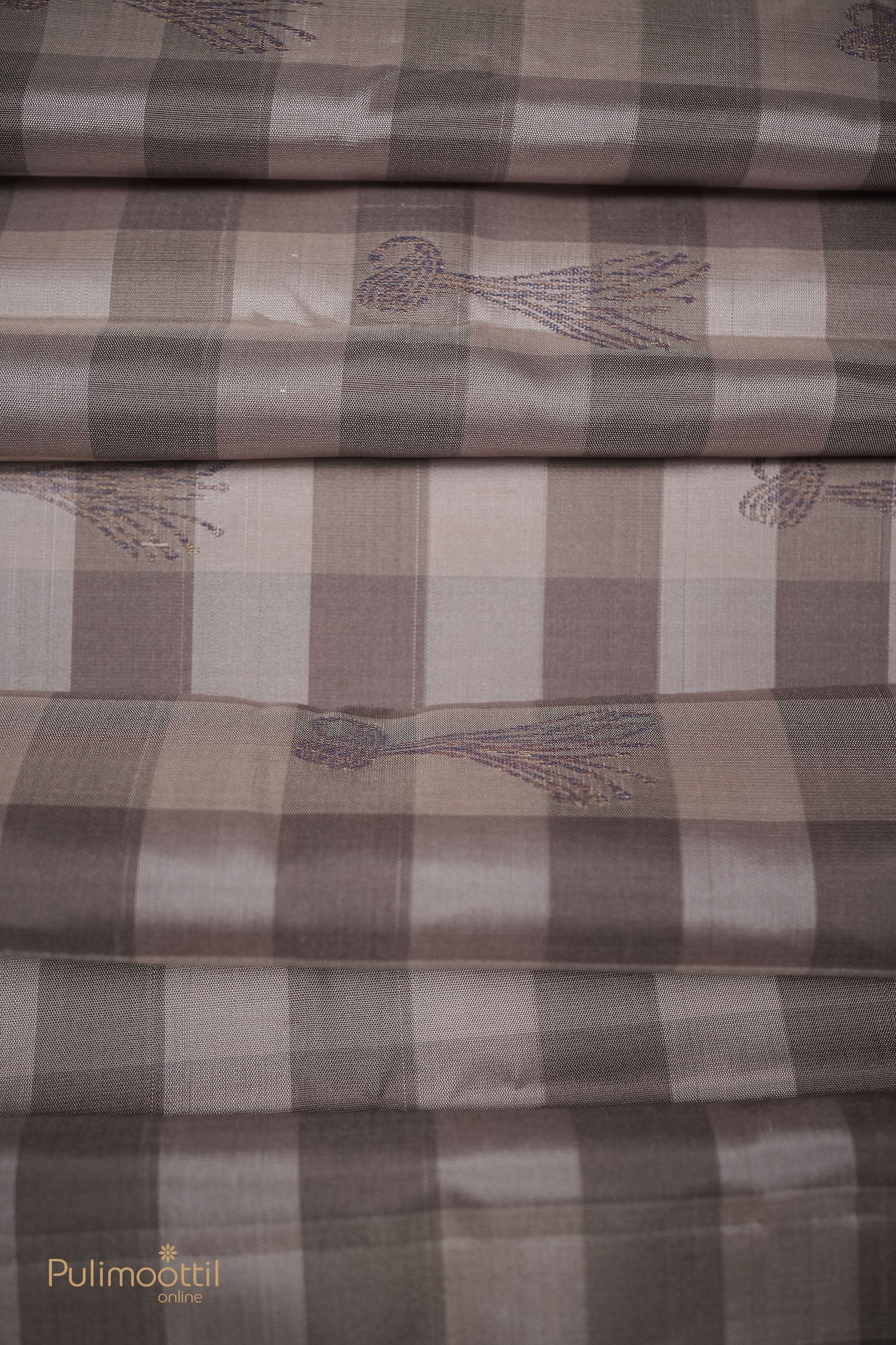 Multi-shaded Check design Kanchipuram soft silk saree