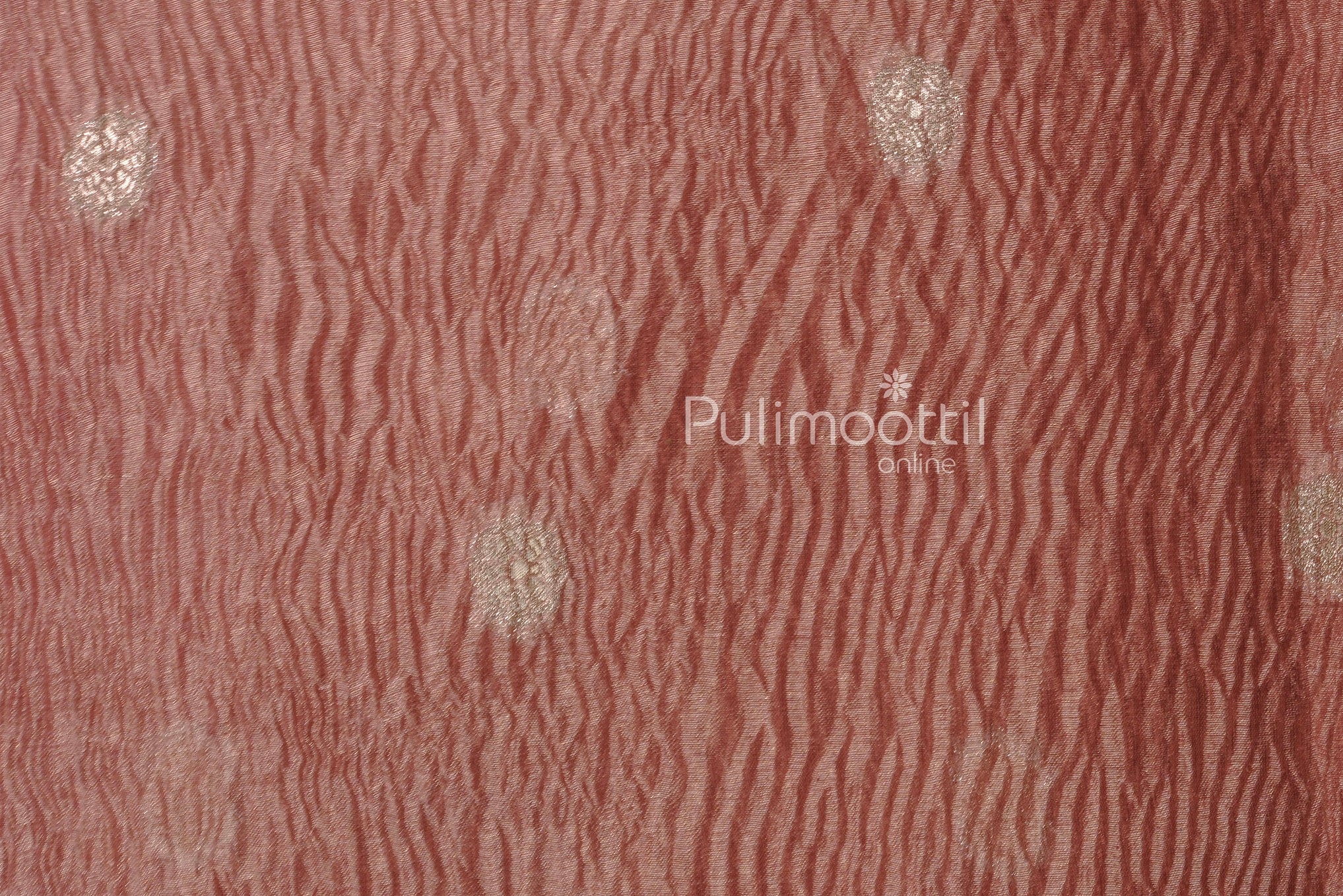 Light Salmon Color Crushed Organza Saree