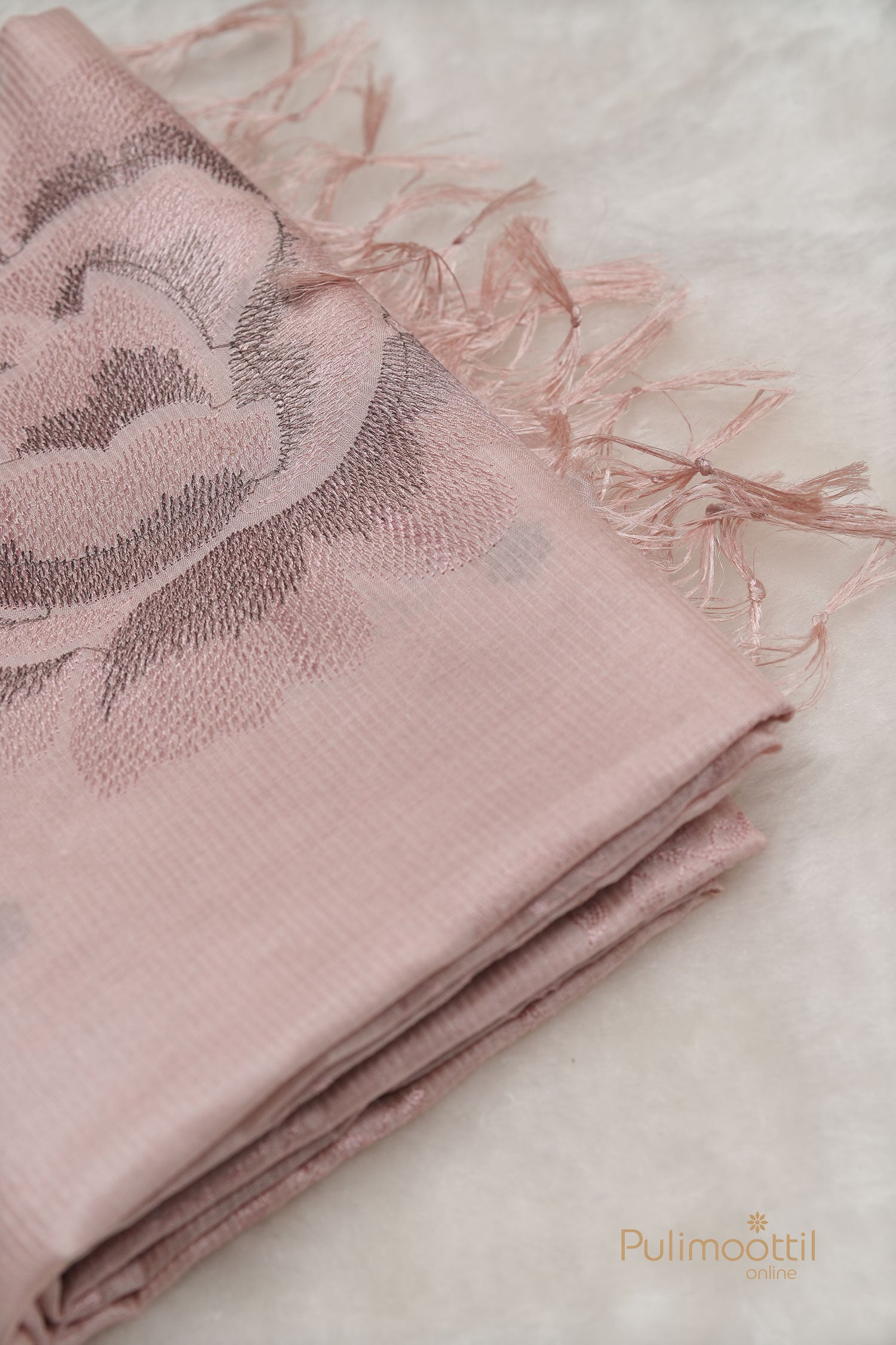 Light peach color Tusser silk saree