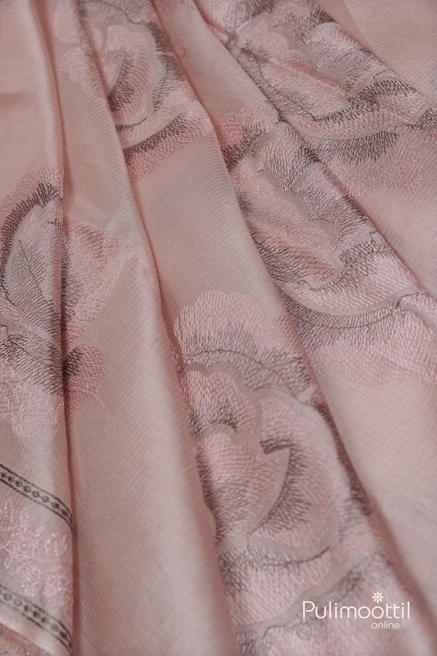 Light peach color Tusser silk saree