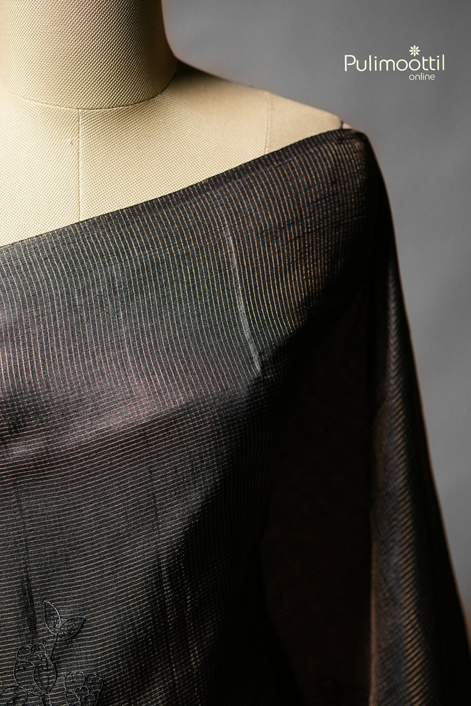 Black Colour Tussar Silk Saree
