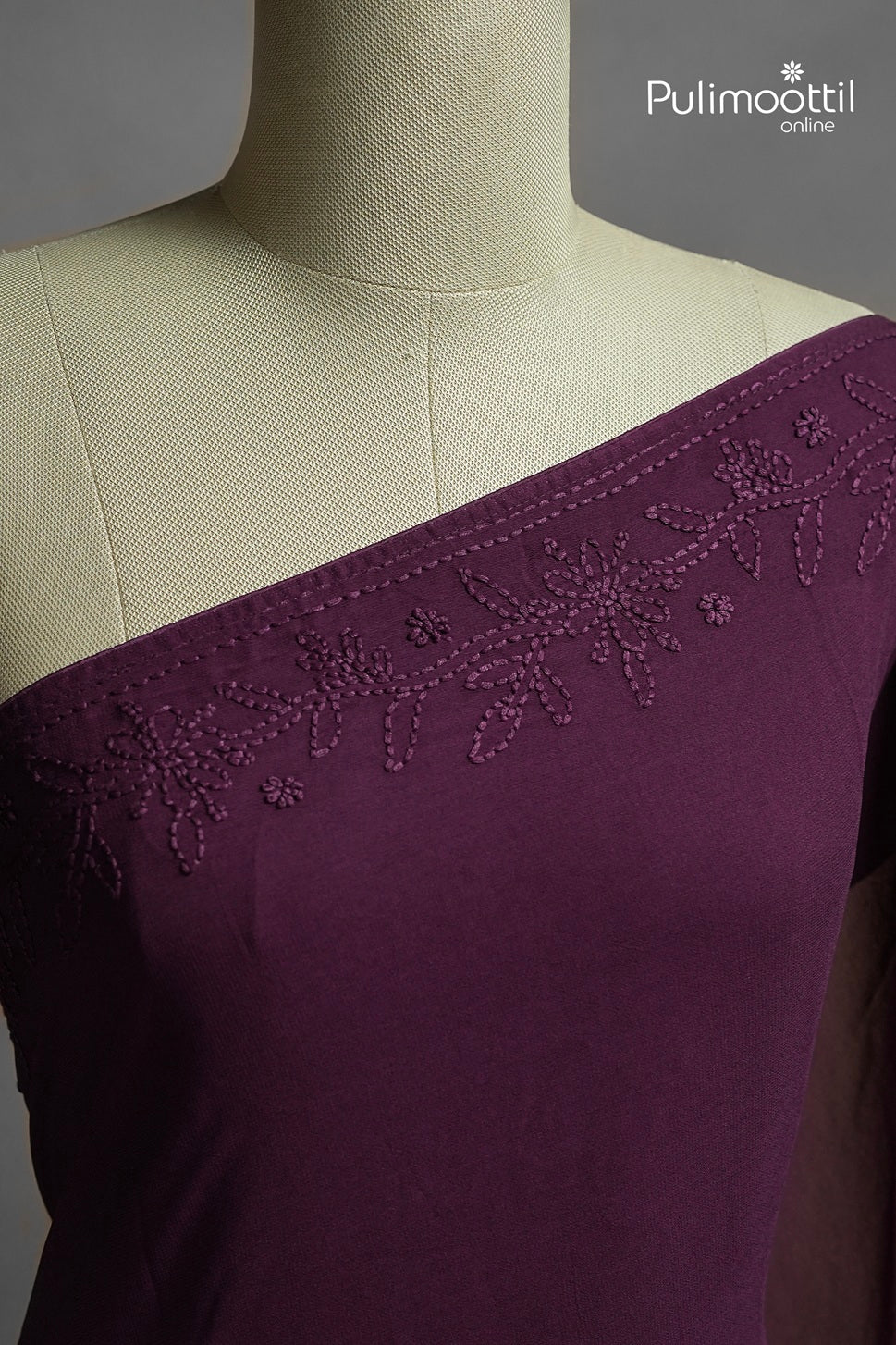 Purple Colour Georgette Chikankari Saree