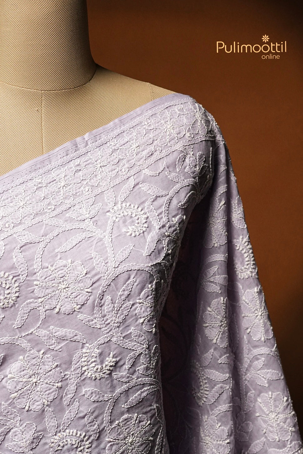 Lavender Colour Chikankari Cotton Saree