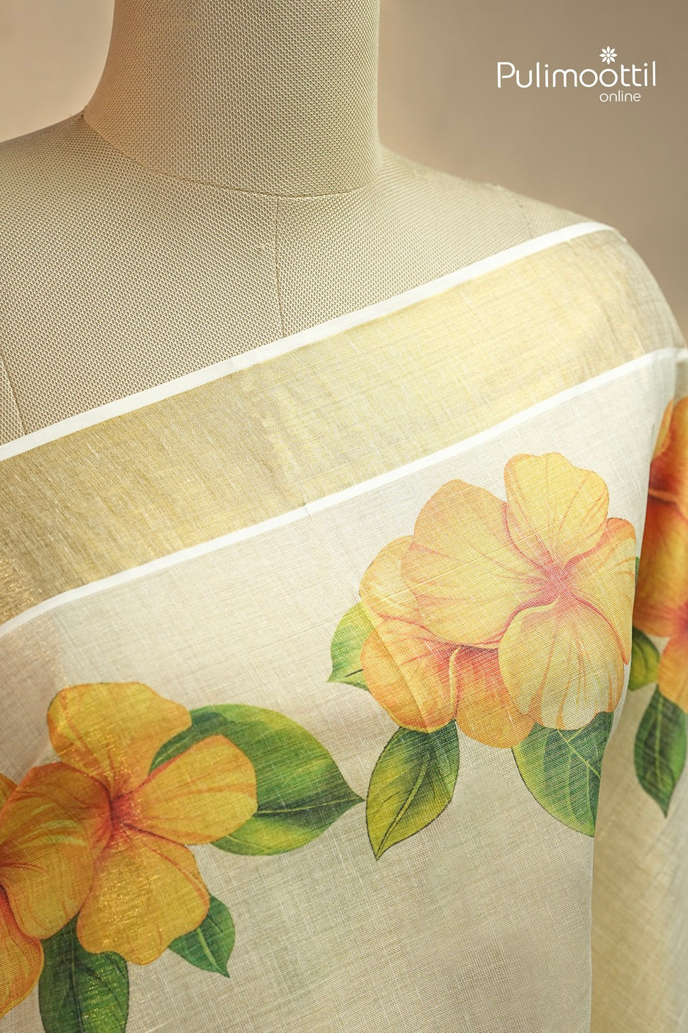 Kerala Traditional Golden Tissue Set Saree