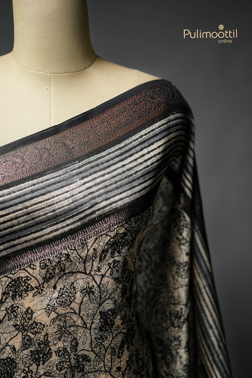 Black Colour Chanderi Saree