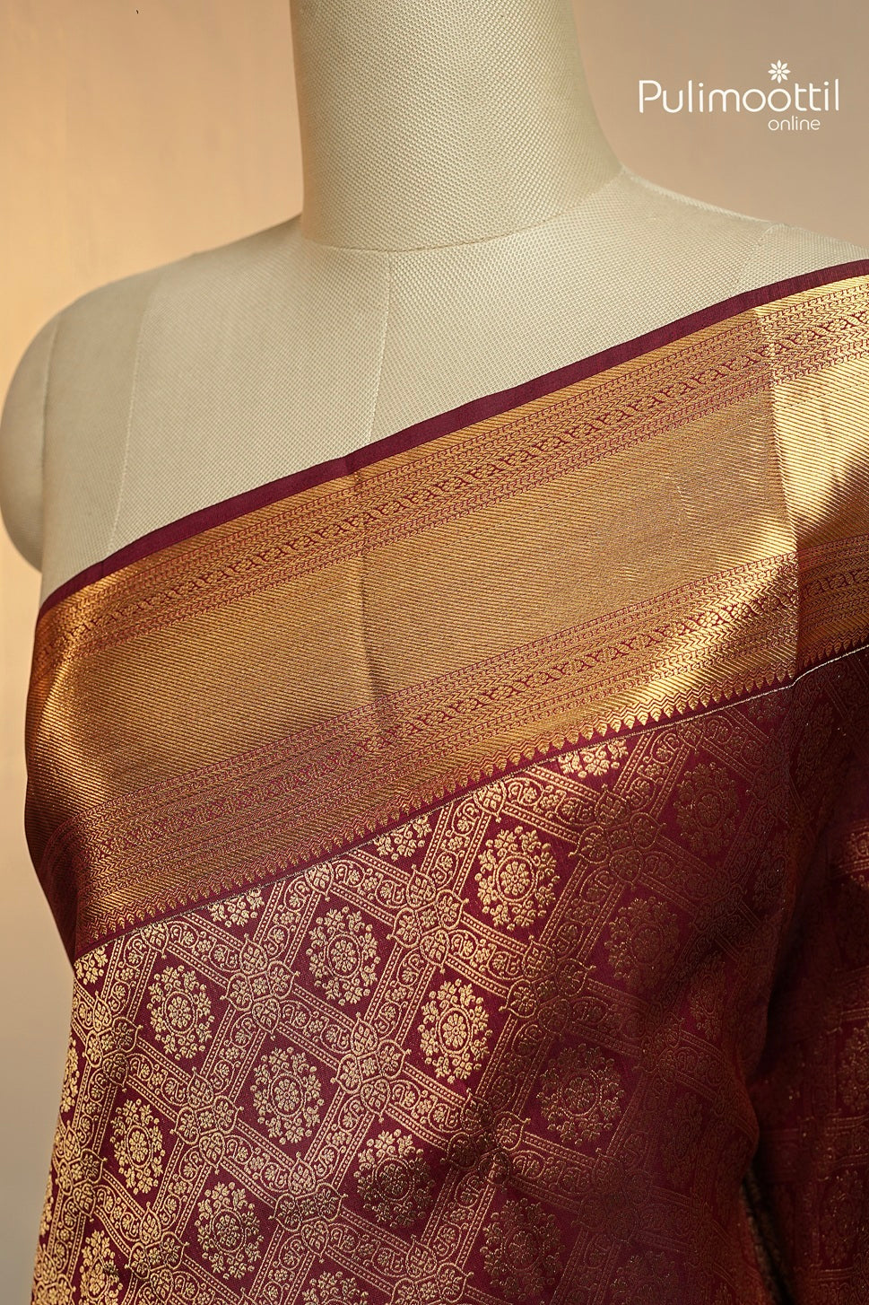Maroon Colour Kanchipuram Brocade Wedding Saree
