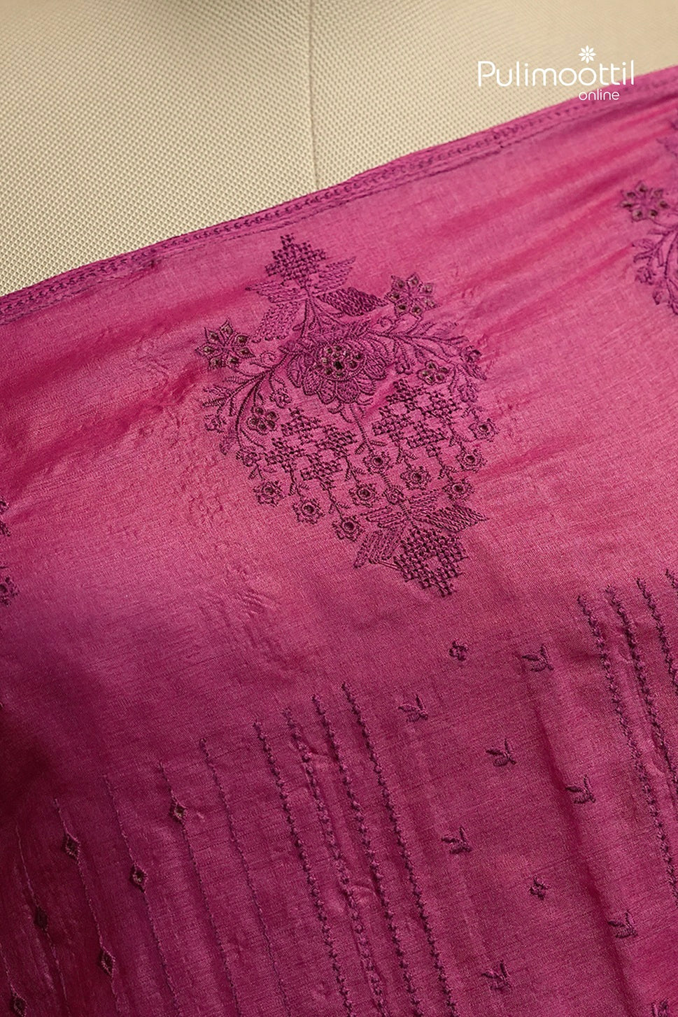 Rani Pink Colour Tussar Silk Saree