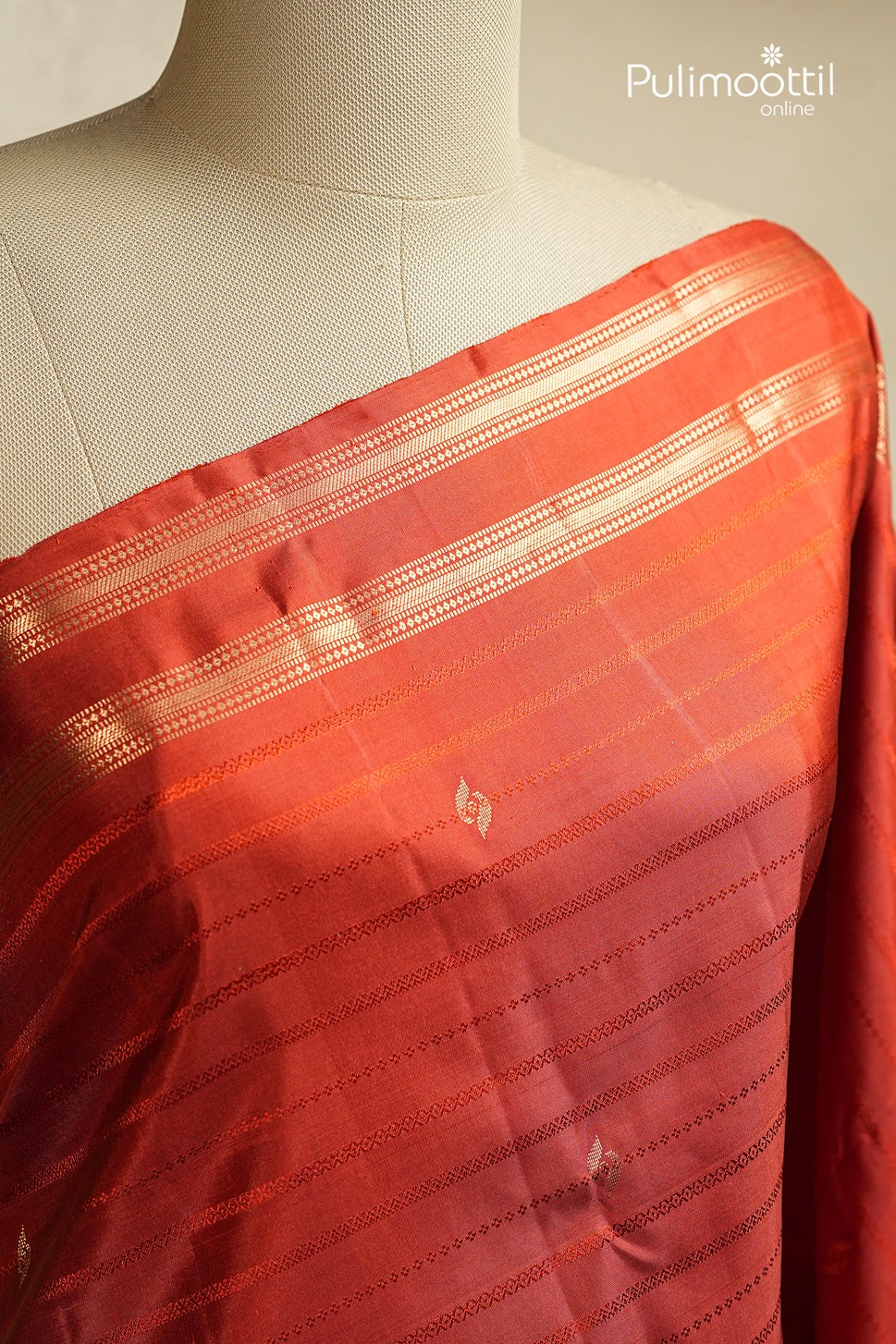 Brick Red Colour Kanchipuram Designer Saree