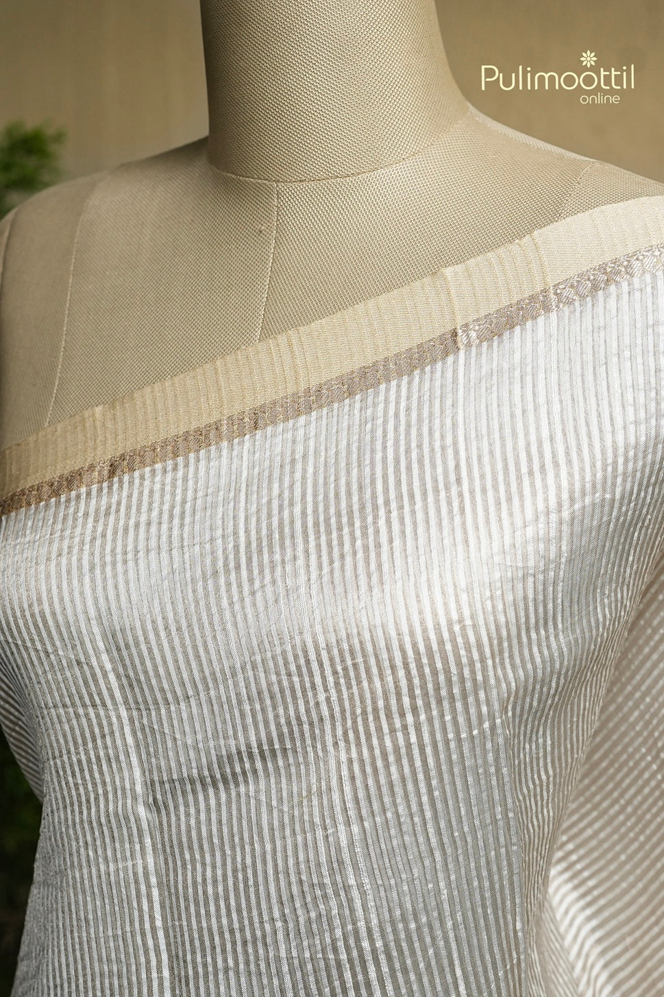 Ivory Colour Tissue Organza Fancy Saree