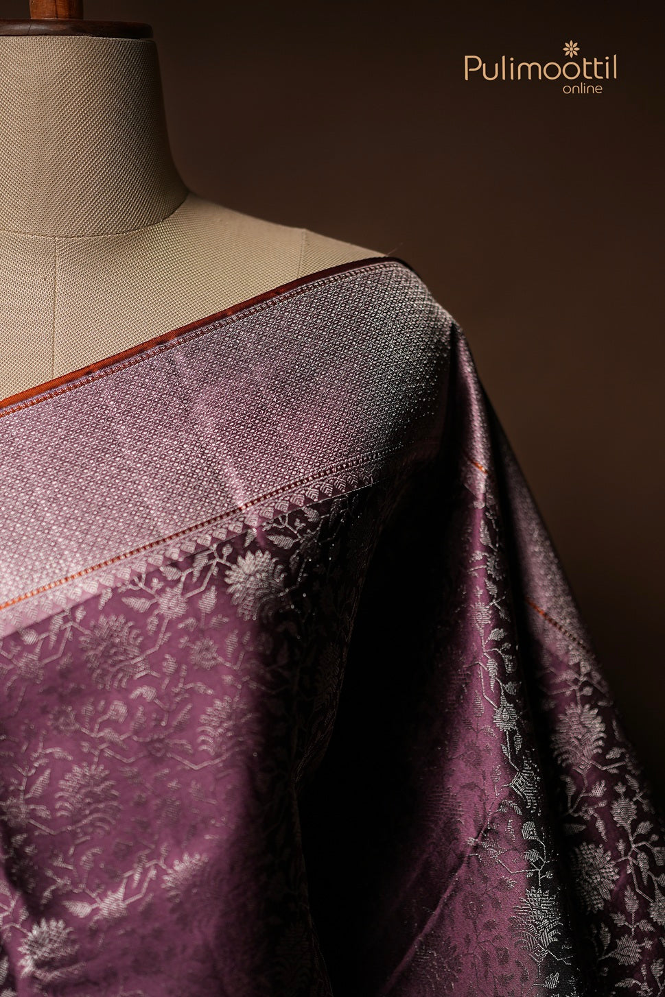 Dark Onion Colour Kanchipuram Brocade Wedding Saree