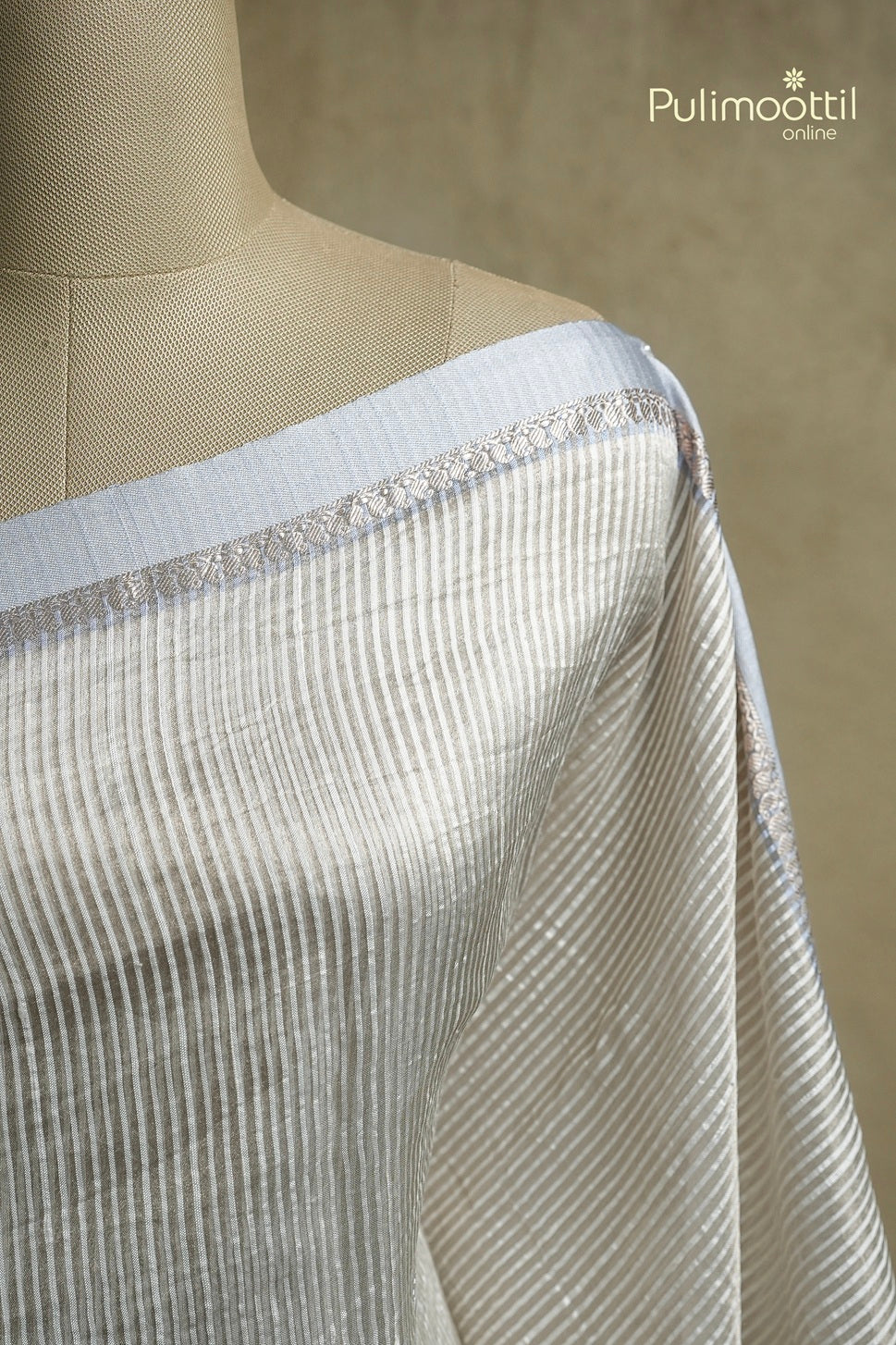Ivory Colour Tissue Organza Fancy Saree