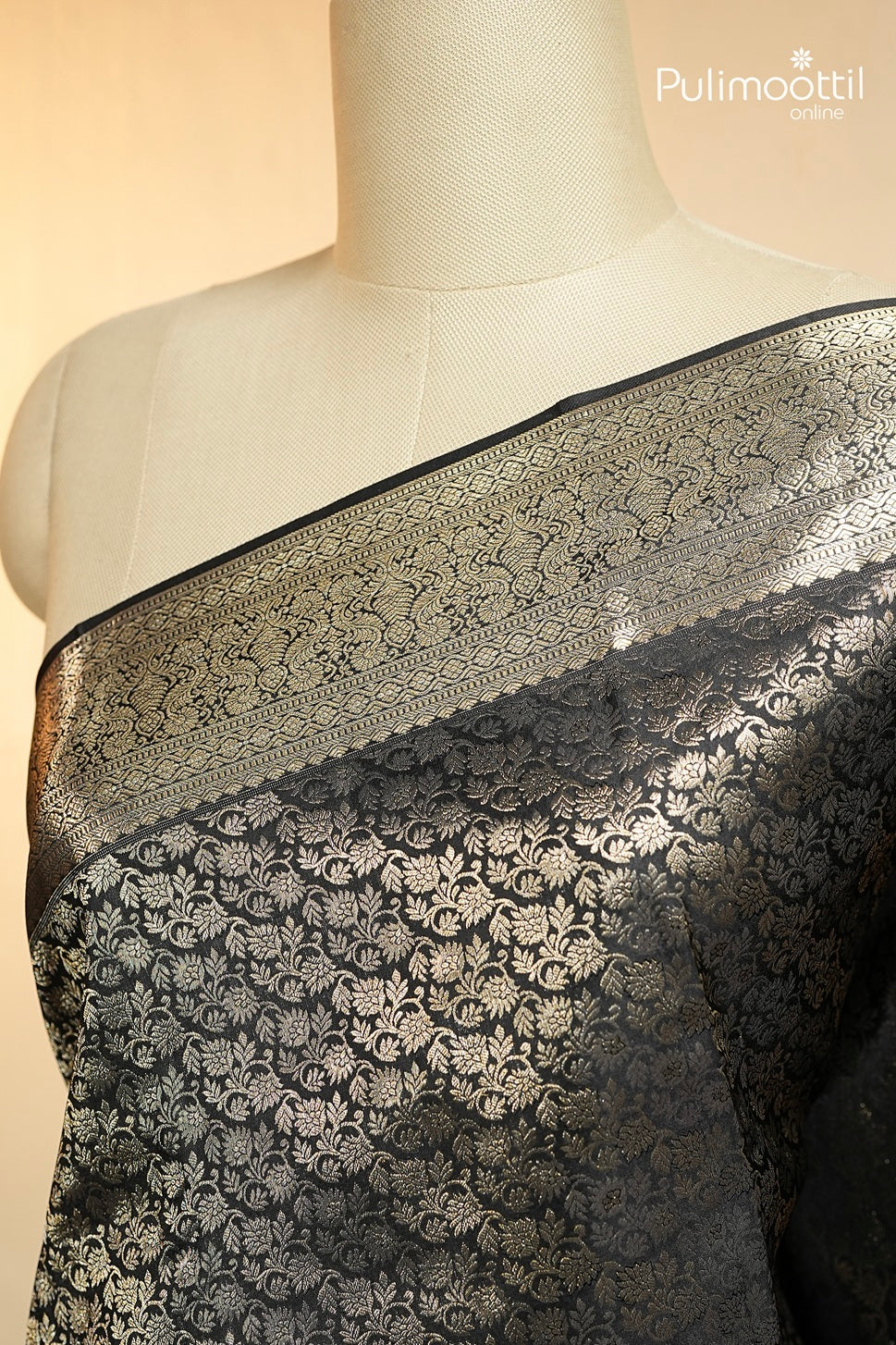 Black Colour Kanchipuram Designer Saree