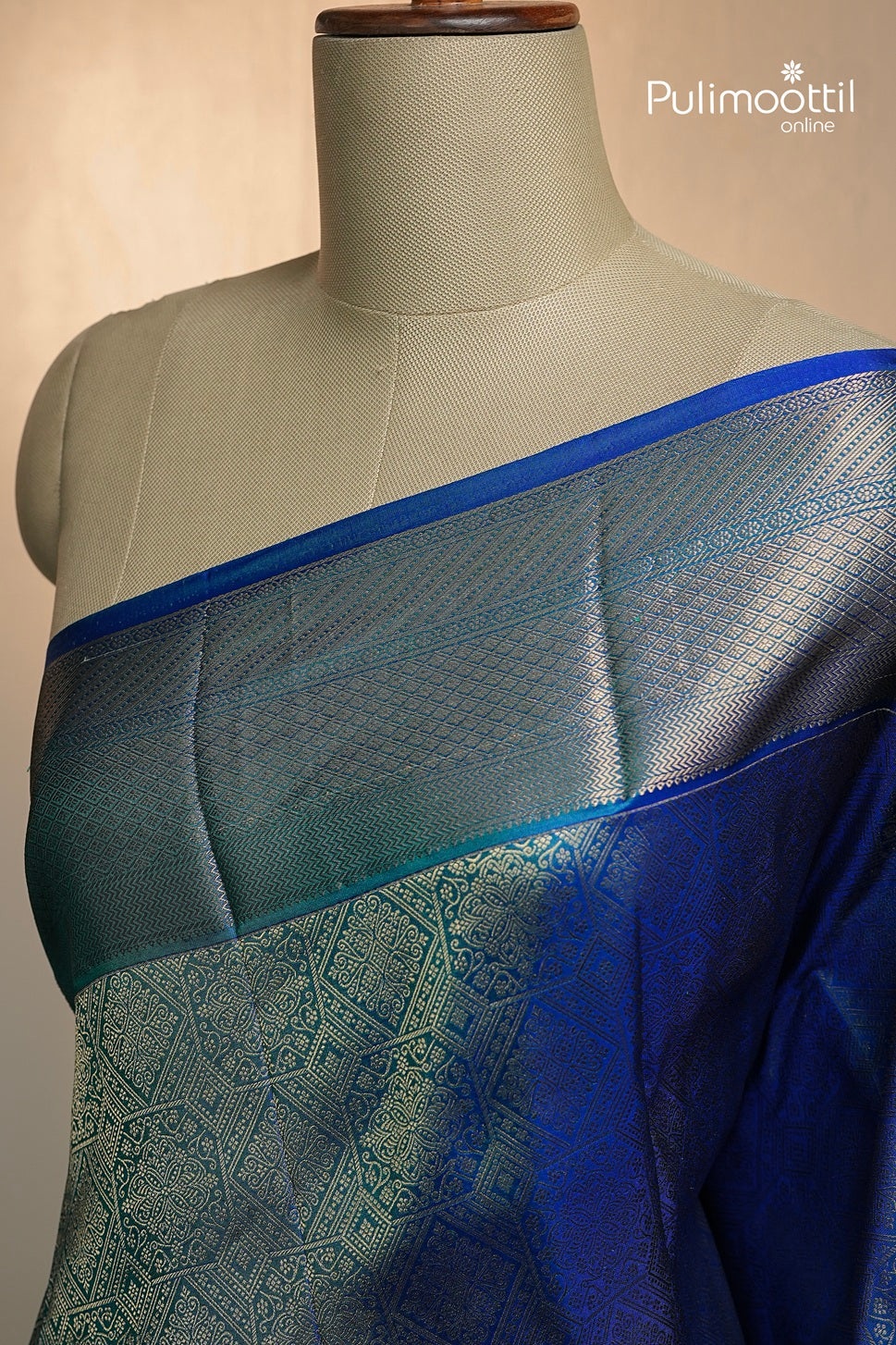 Peacock Green Colour Kanchipuram Brocade Wedding Saree