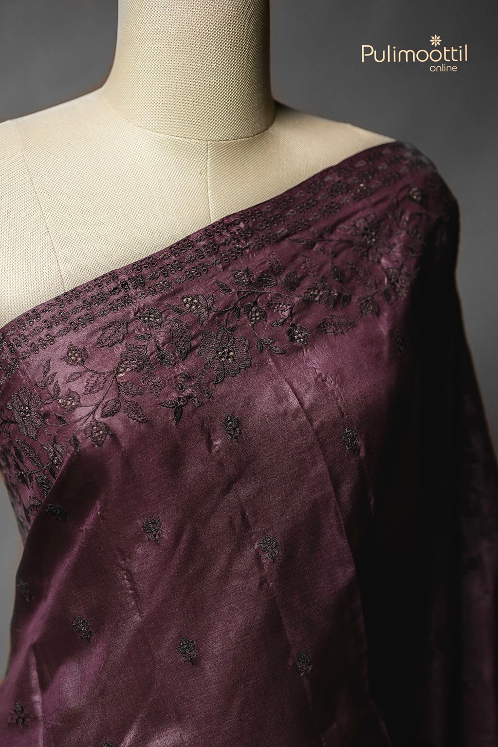 Wine Colour Tussar Silk Saree