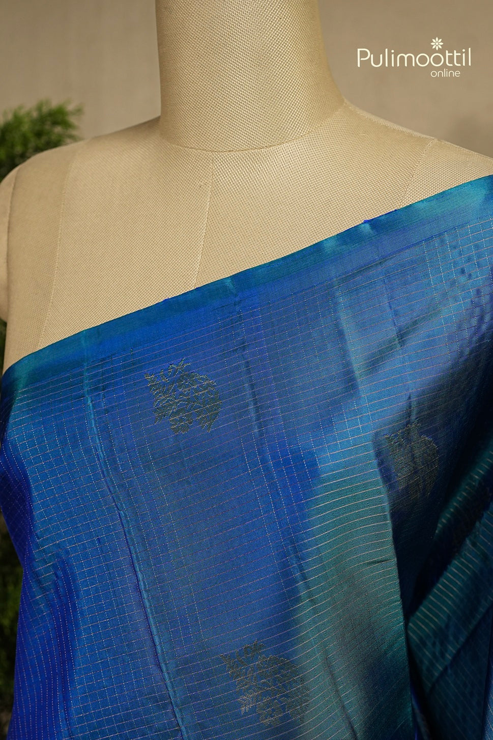 Peacock Blue Colour Kanchipuram Soft Silk Saree