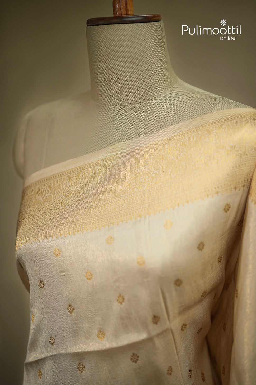 Offwhite Colour Golden Tissue Traditional Fancy Saree