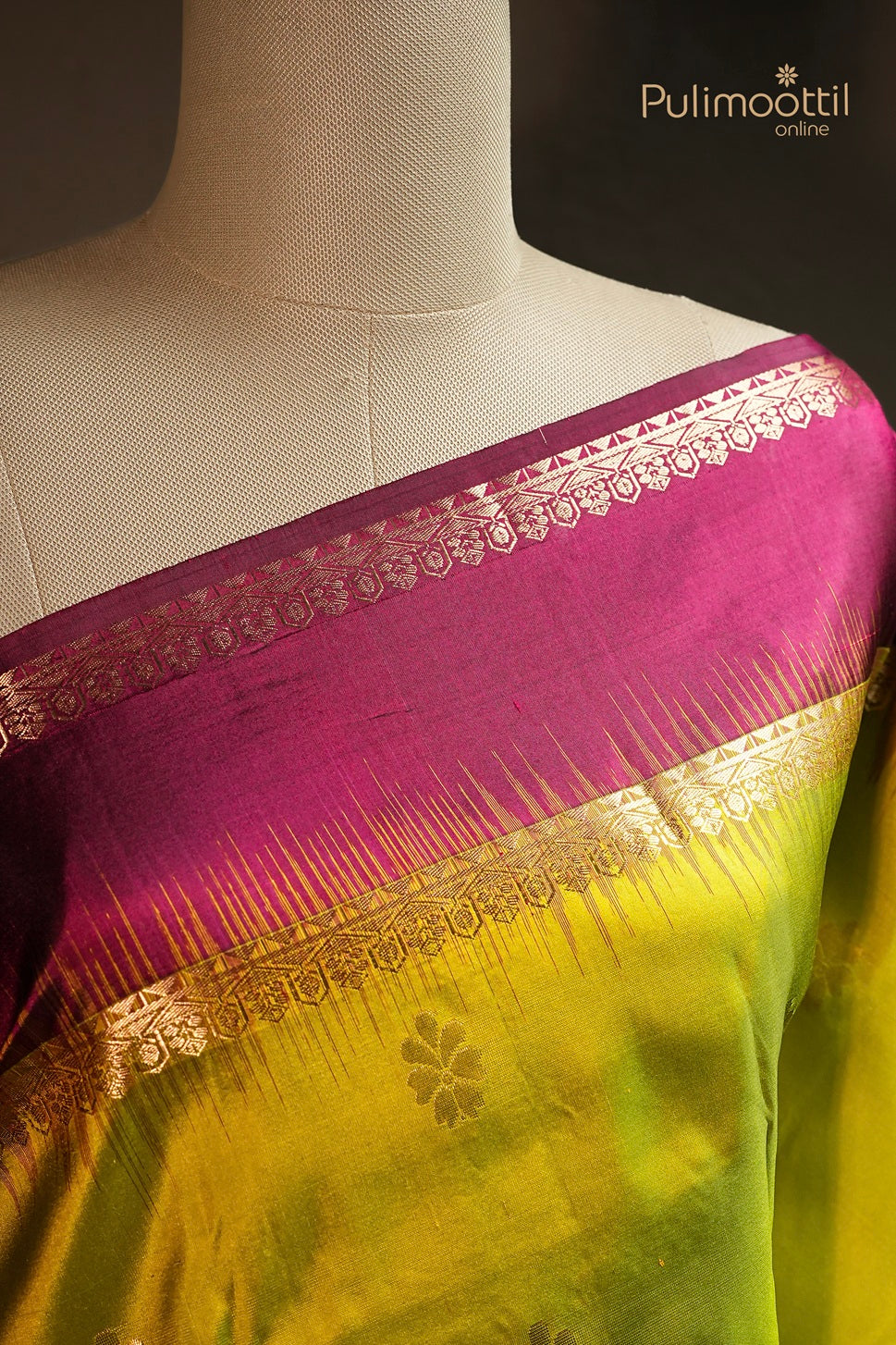 Lemon Green Colour Kanchipuram Designer Saree