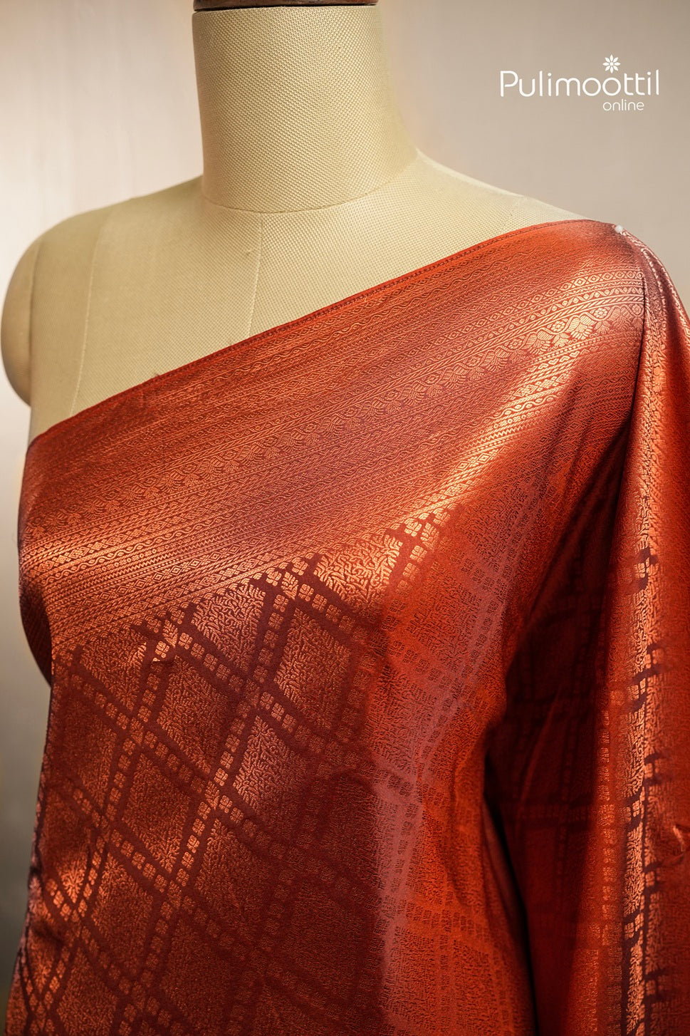 Rusty Red Colour Kanchipuram Brocade Saree