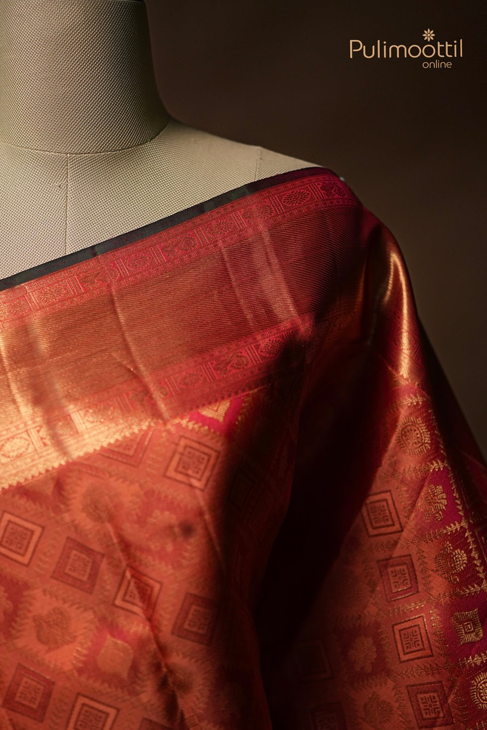 Peach Colour Kanchipuram Brocade Wedding Saree