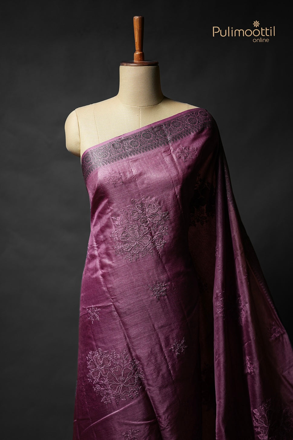 Onion Colour Tussar Silk Saree