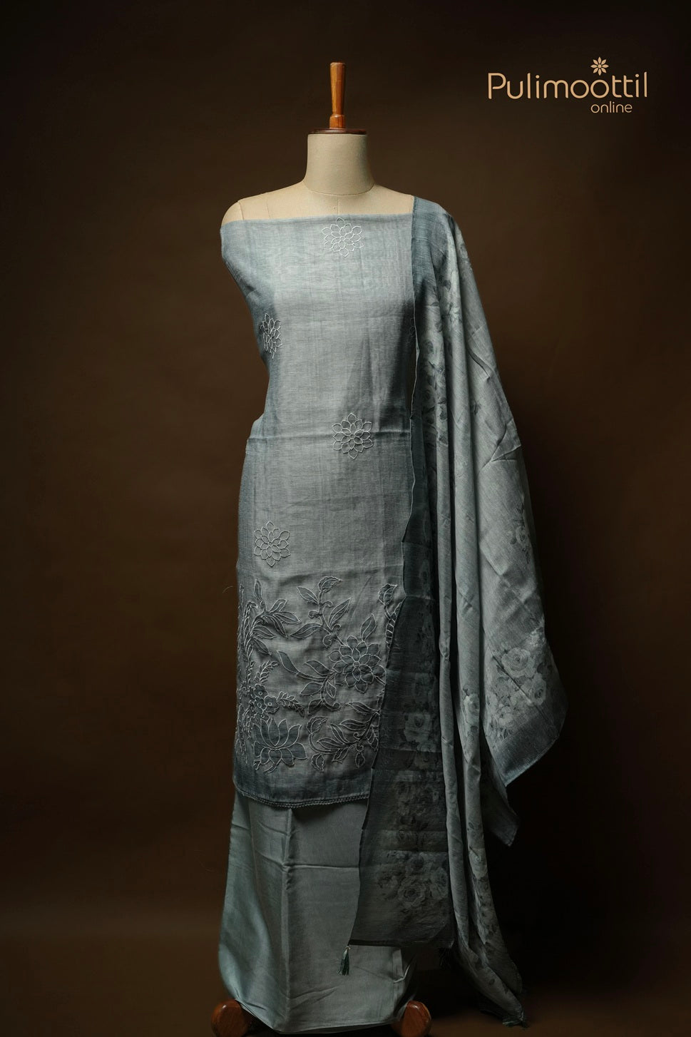Sage Green Semi Jute Unstitched Salwar Set