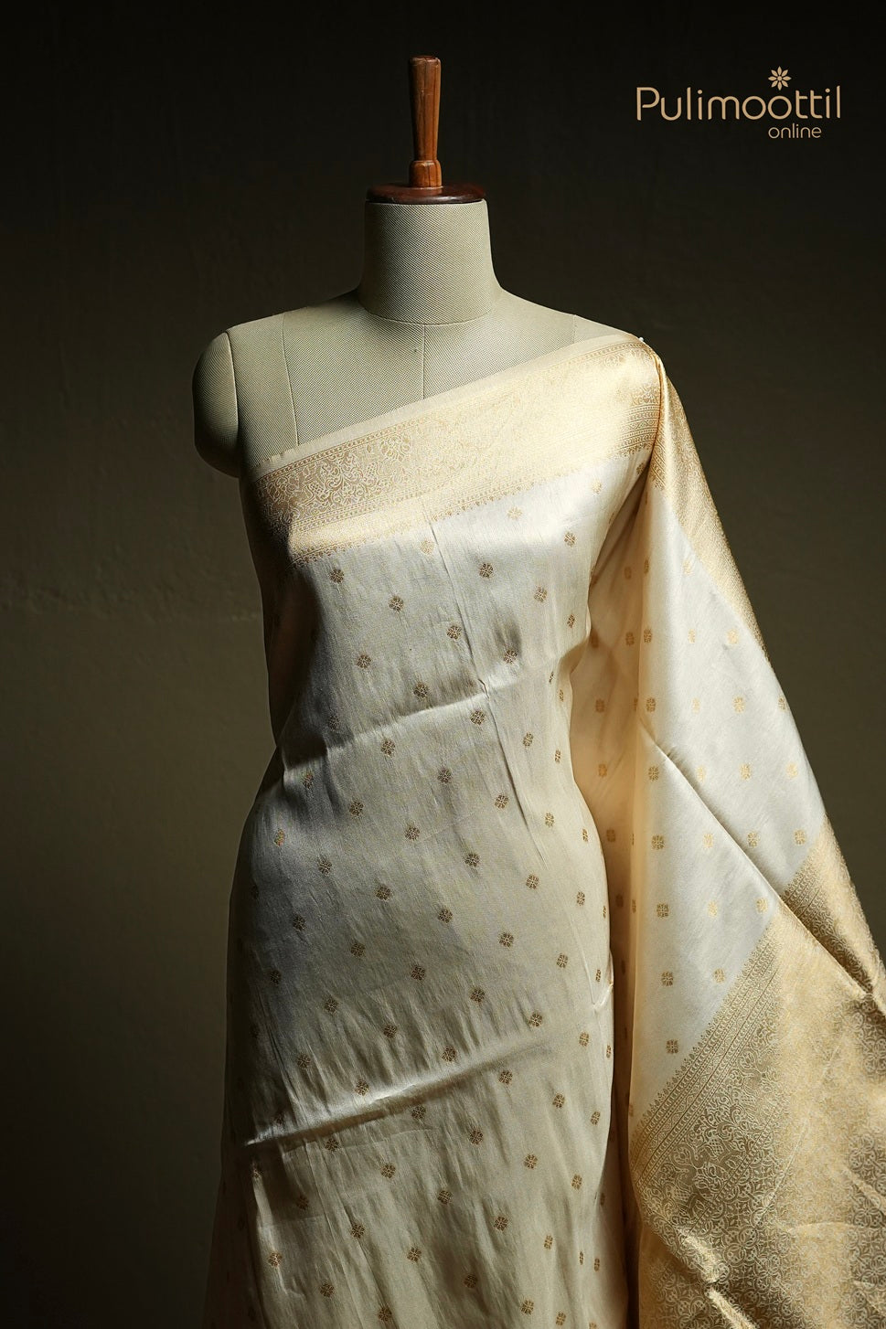 Off White Colour Golden Tissue Traditional Saree