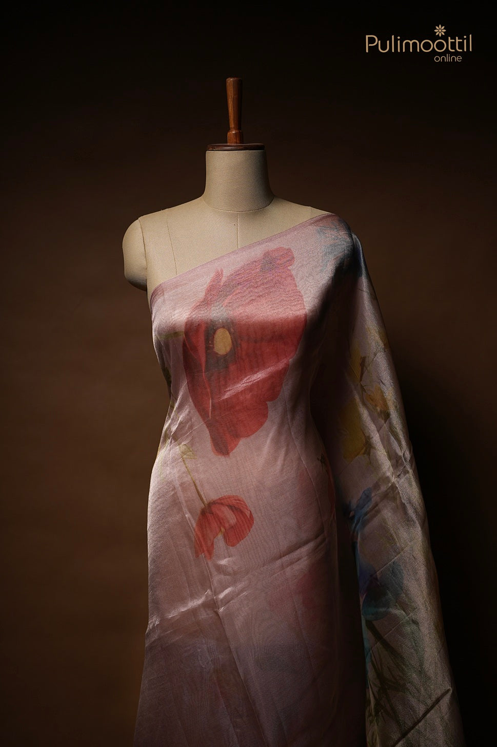 Onion Colour Silver Tissue Organza Fancy Saree