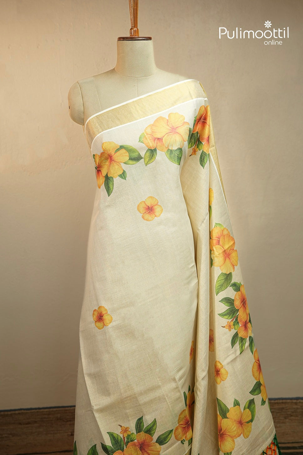 Kerala Traditional Golden Tissue Set Saree