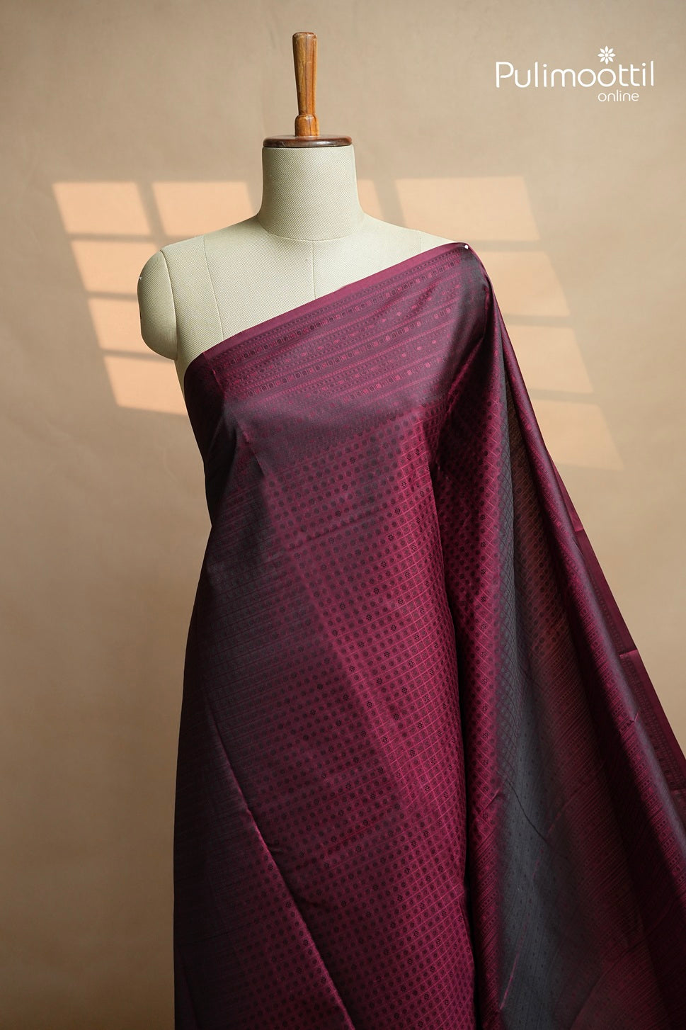 Wine Colour Kanchipuram Self-Design Saree