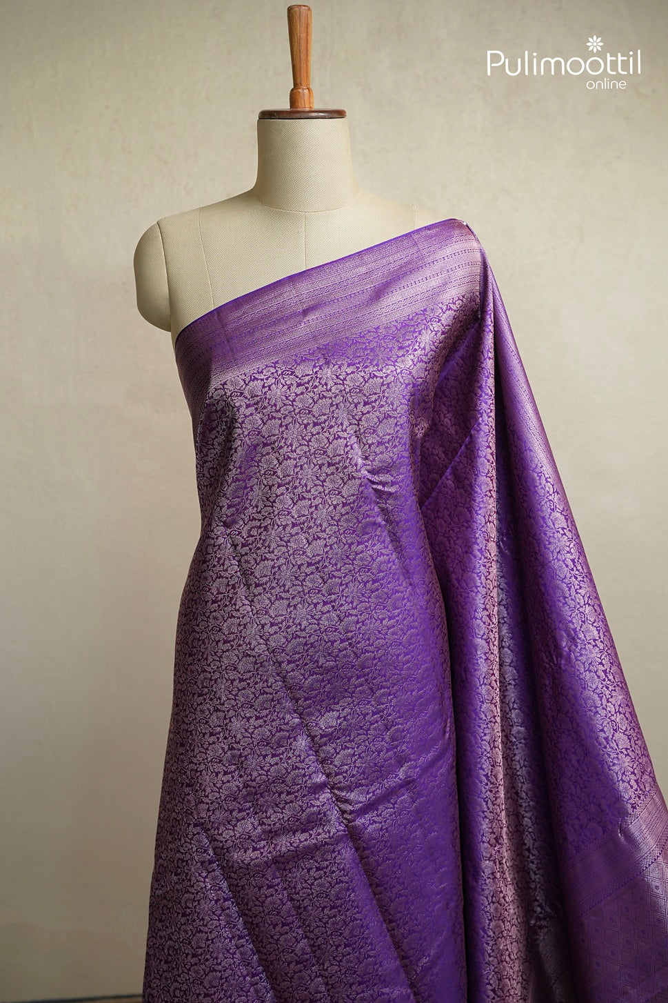 Violet Colour Kanchipuram Brocade Wedding Saree
